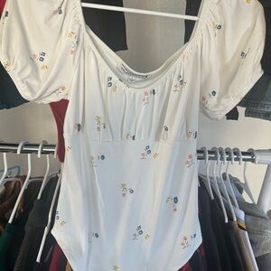 Celebrity Pink White Floral Bodysuit